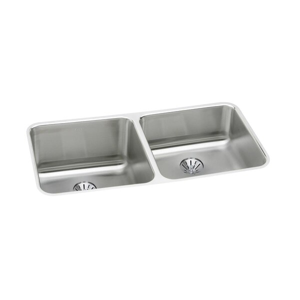 Lustertone Stainless Steel 30-3/4 X 18-1/2 X 10 Equal Double Bowl Undermount Sink With Perfect Drain